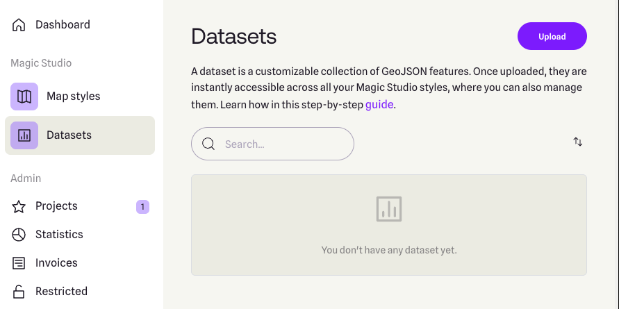 Datasets page