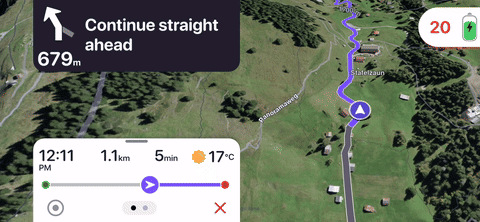 A demo showcasing navigation between Murren and Kandahar in satellite view with elevation, exploring the breathtaking mountains through map gestures. Recorded in the Magic Earth app.