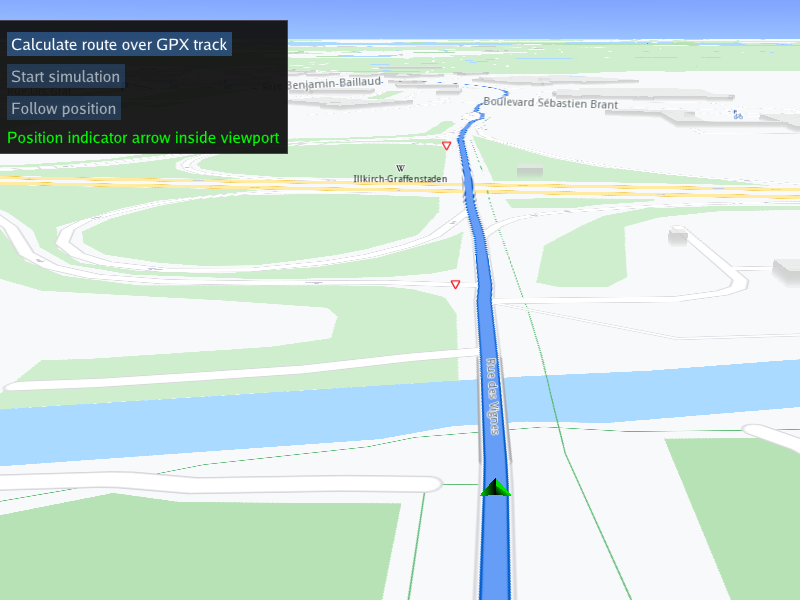 GPX Routing Simulation - cpp example screenshot