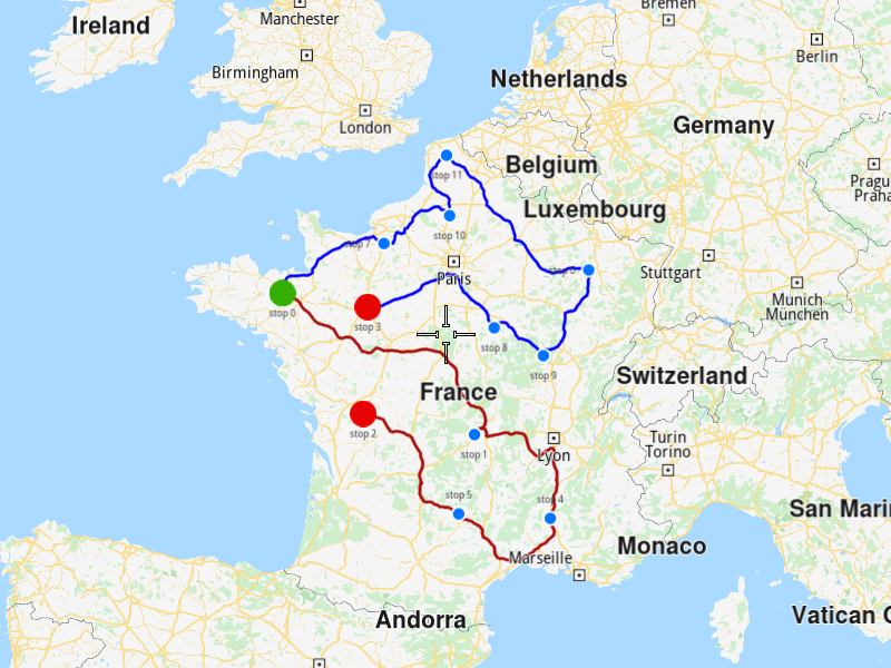 Add optimization with multiple vehicles and multiple end stops - solution