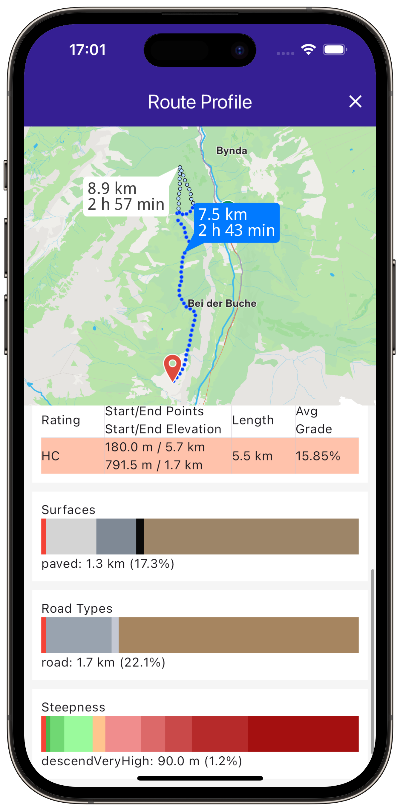 route_profile - example flutter screenshot