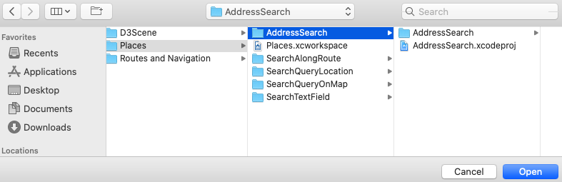 Xcode open AddressSearch