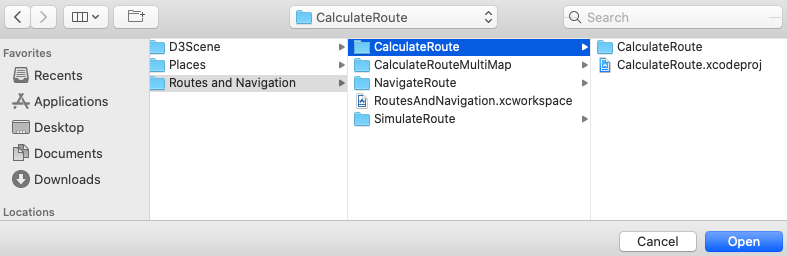Xcode open CalculateRoute