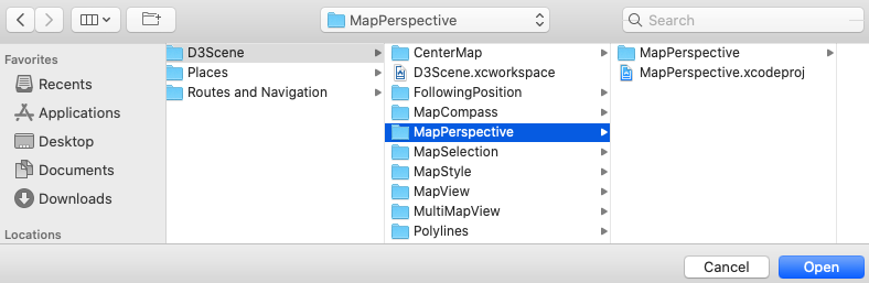 Xcode open MapPerspective