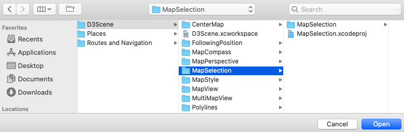 Xcode open MapSelection