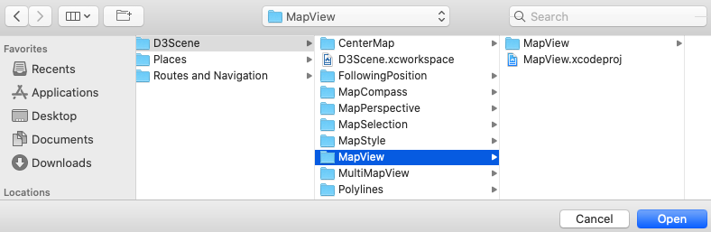 Xcode open MapView