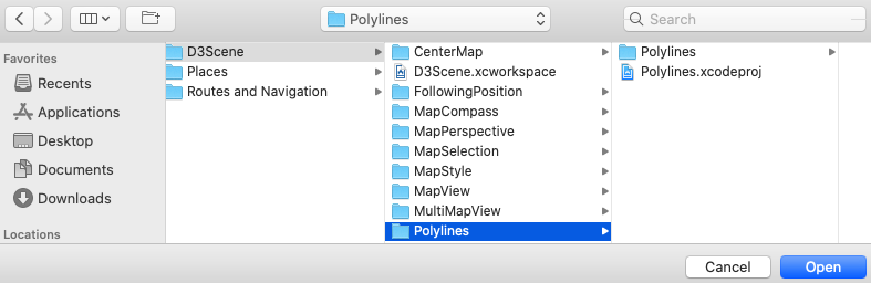 Xcode open Polylines