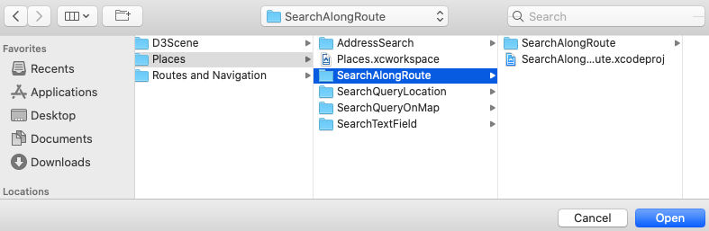 Xcode open SearchAlongRoute