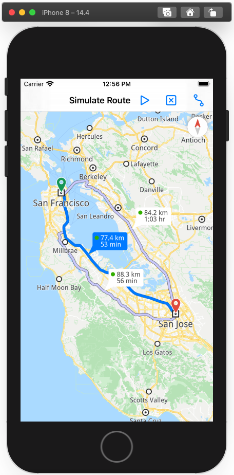 Xcode run SimulateRoute