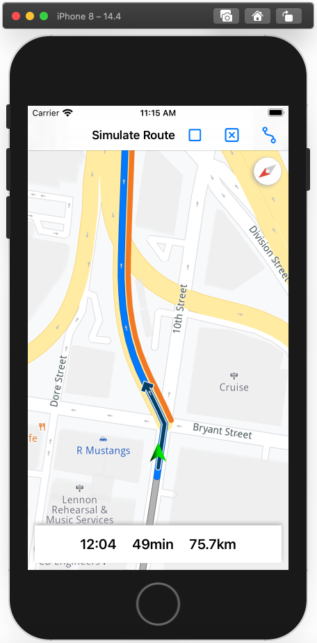 Xcode run SimulateRoute