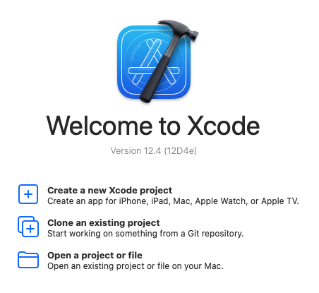 Xcode welcome dialog