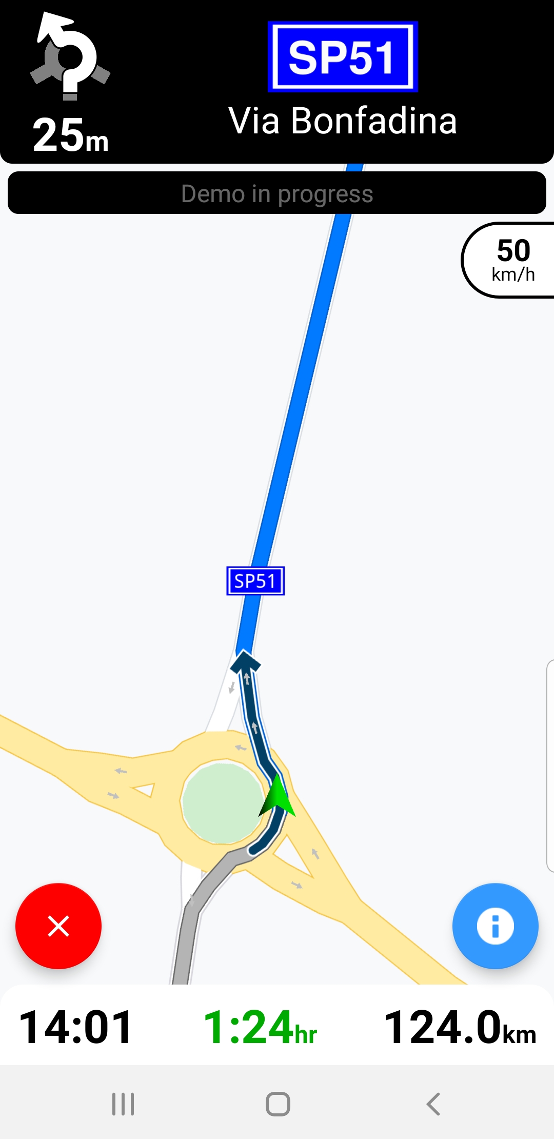 Android example navigation simulation screenshot