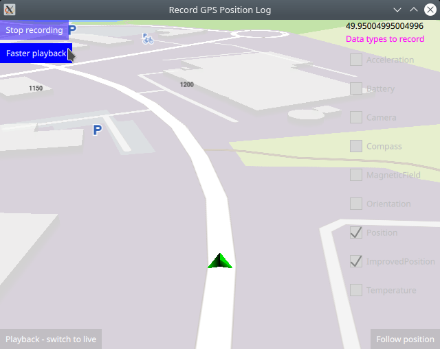 QML data source GPS position playback and record example