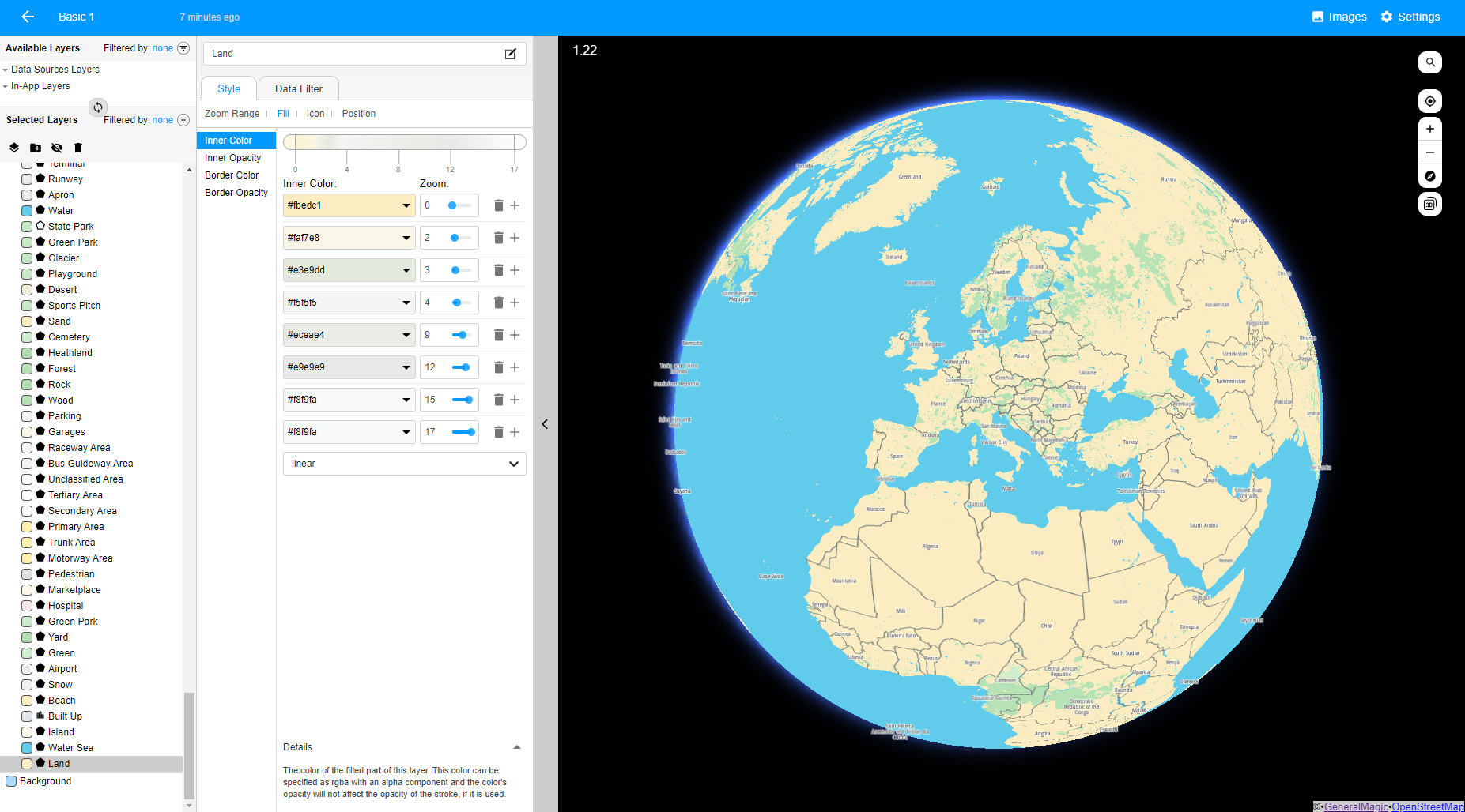 GEM Maps API choose colors for land